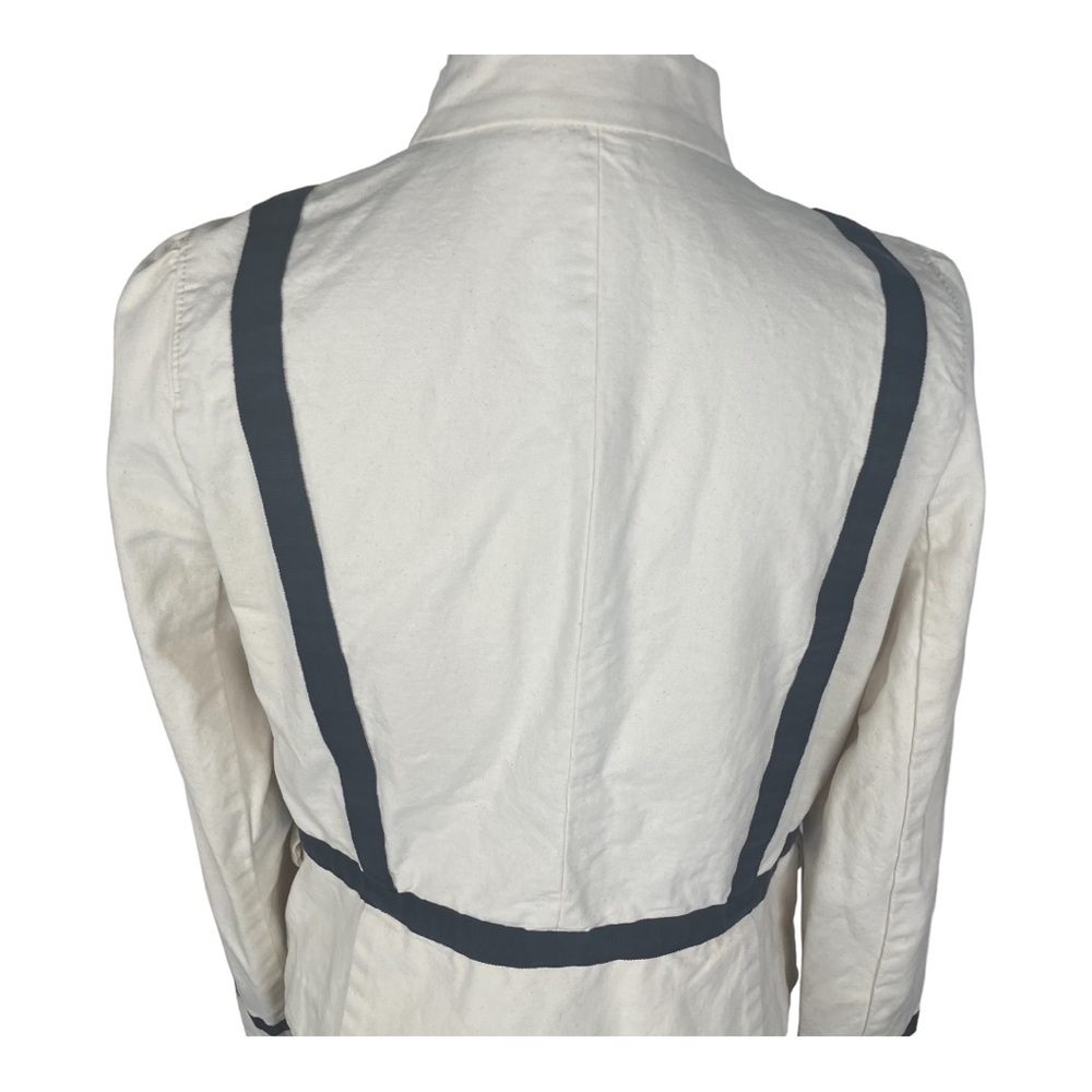 LOFT canvas jacket cream with grosgrain ribbon trim cotton size 10 - Picture 5 of 10
